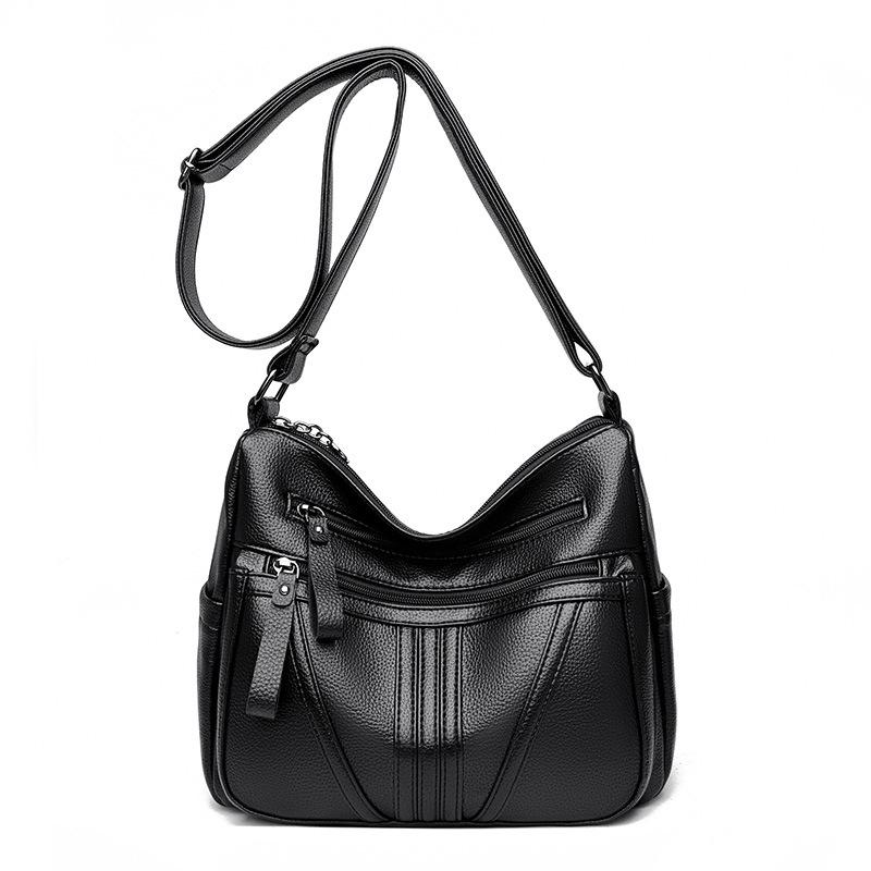 omen's New Korean Retro Genuine Leather Small Square Bag - Solid Color, Versatile Shoulder & Crossbody