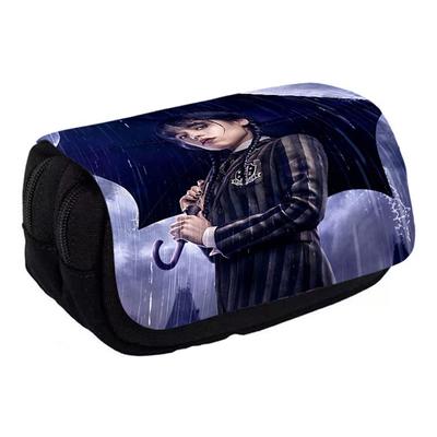 Wednesday Addams Pencil Case Large Capacity Double Zipper for School Supplies