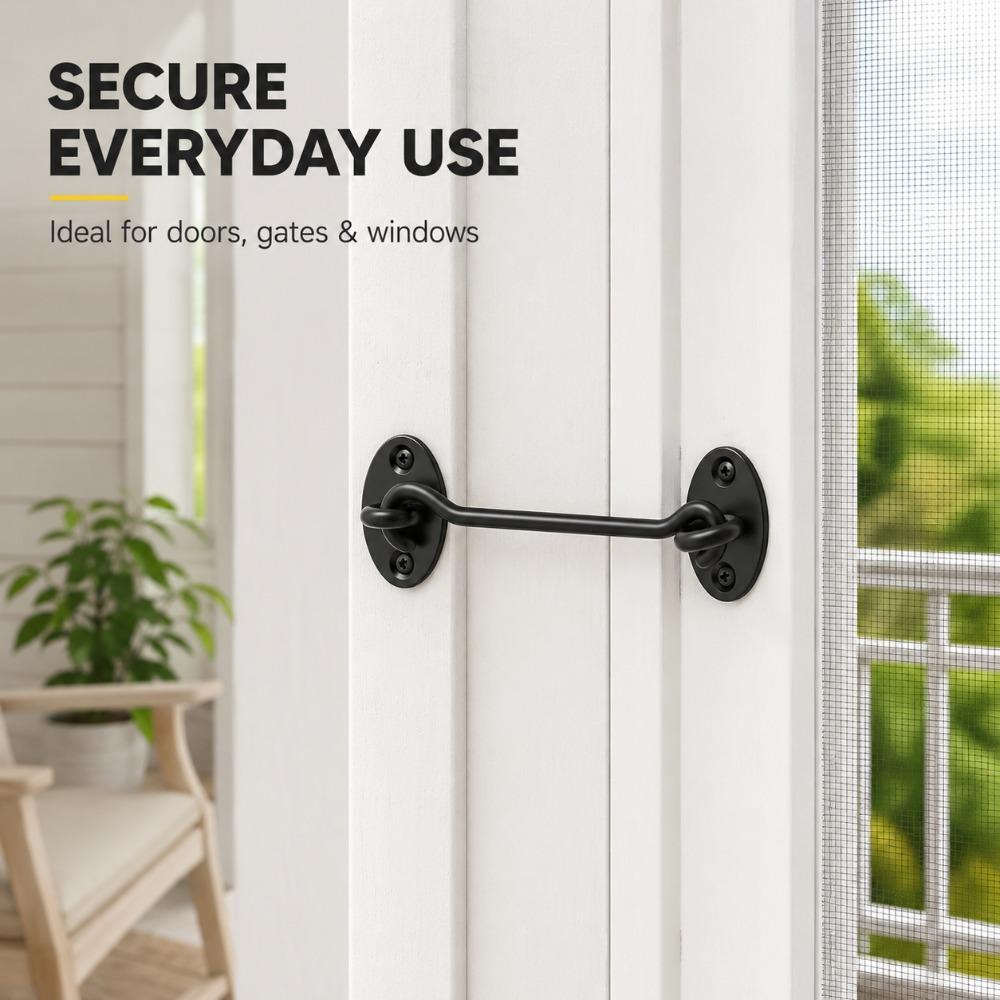 Heavy Duty Stainless Steel Window Wind Hook Extended Door Catch Latch for Sliding Door Fixing Home Repair and Window Hardware