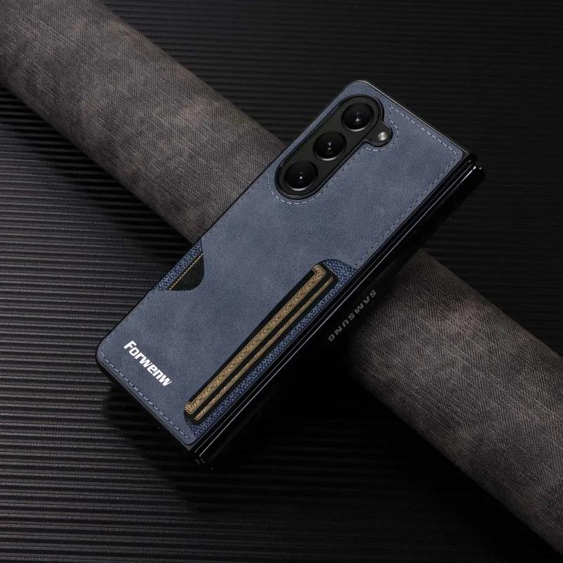 

Ретро защитный чехол для телефона Samsung Z Fold 6 5 4 3Fold6 Fold5 Fold4 Fold3 5G держатель для карточек чехол-кошелек из твердой кожи Galaxy Z Fold5