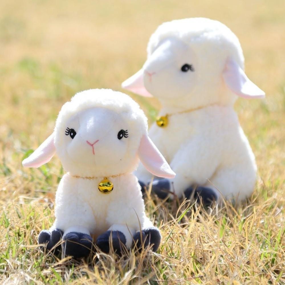 Collare a Campanellino Peluche Agnello Giocattolo Morbido Texture Pecora Bambola Regali Animale di Peluche Arredamento Casa