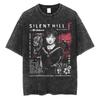 Silent Hill F Μεγάλο T-shirt Vintage Πλυμένο T-shirt για Άνδρες Γυναίκες Hiphop Streetwear P525