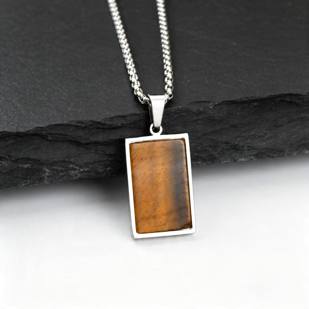 Trendy Men's Square Pendant Necklace,Casual Stainless Steel Dogtag Necklace,Birthday Anniversary Gift