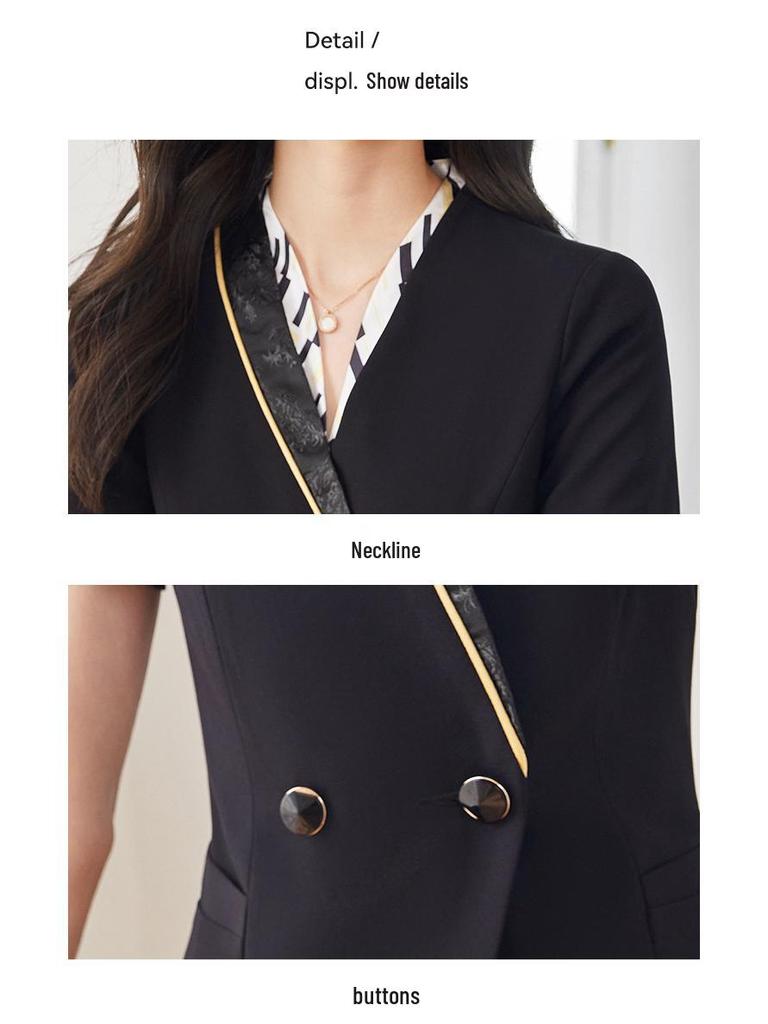 Women's Professional Flight Attendant Skirt Suit - Elegant Summer Workwear for Jewelry Stores & Hotels
