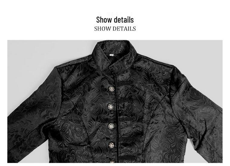 2022 European & American Men's and Boys' Steampunk Retro Solid Color Stand-up Collar Coat