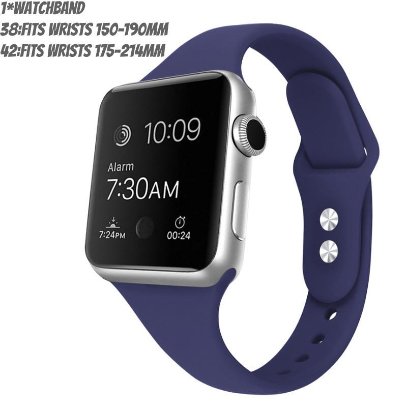 Apple Watch Band Slim Waist Silicone Strap Double Buckle Lightweight Fitness