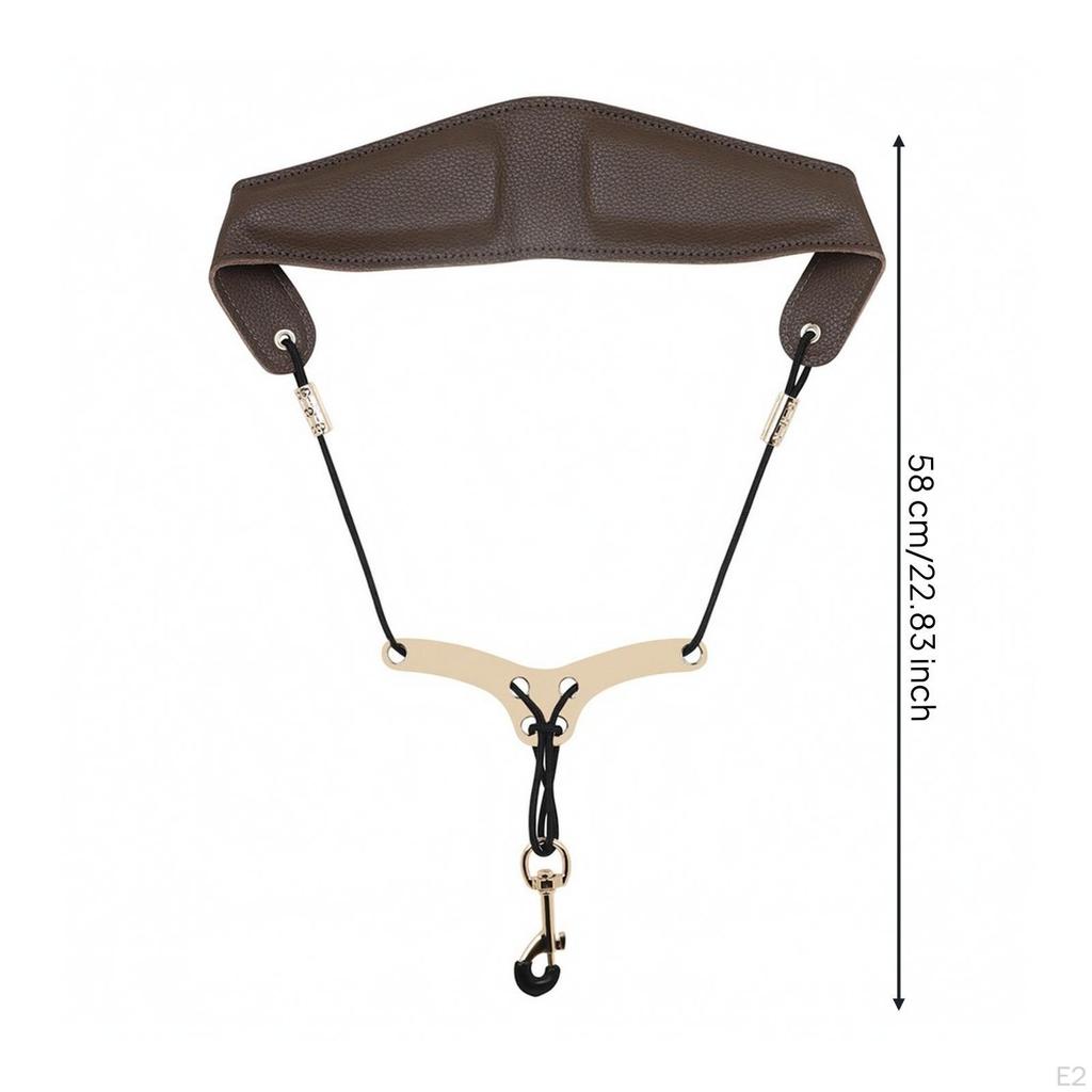Saxophone Neck Strap with Metal Hook Adjustable Cord Design, Custom Fit, for Rehearsals Brown