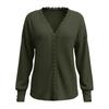 Women's Fashion Color Lace V-Neck Long Sleeve Loose Fit Blouse