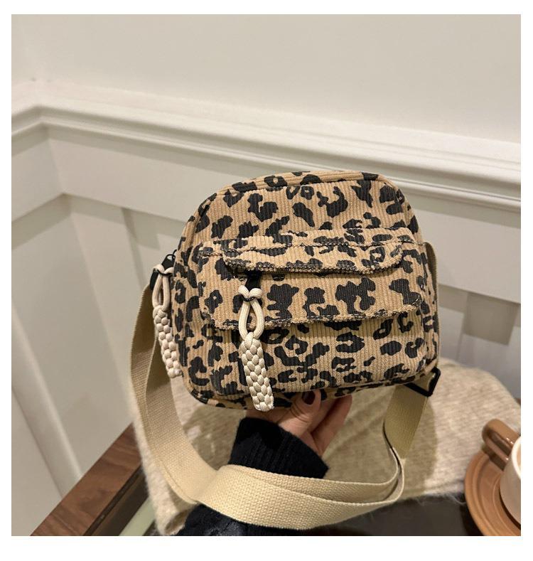 Persalized Retro Leopard Print 2026 Large-capacity Travel Trend Stylish Crossbody Single-shoulder Small Square Bag for Women хаки