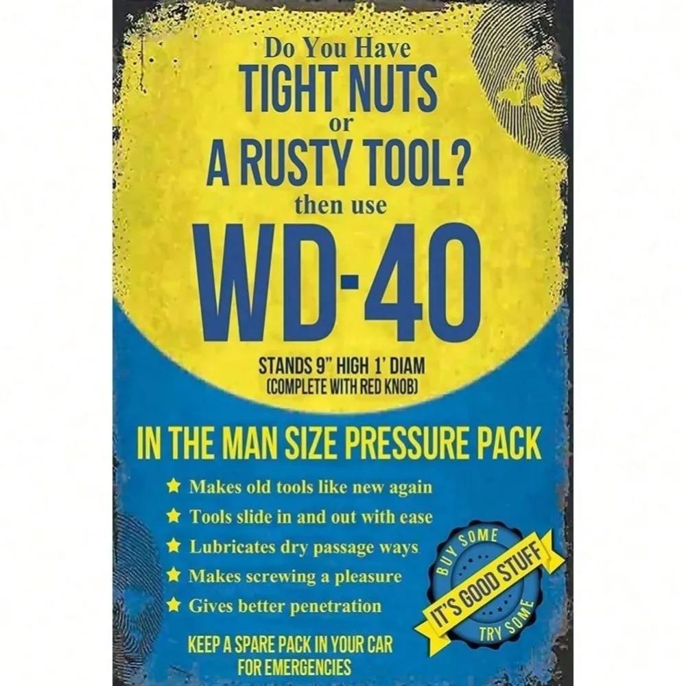 WD40 Metal Sign 8x12 Inch Garage Wall Art Decor for Workshop Man Cave Halloween