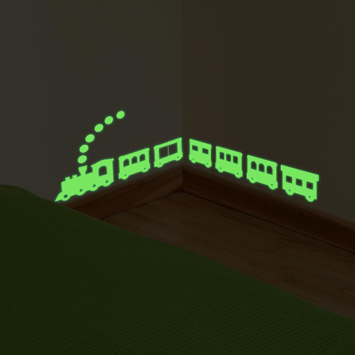 

YJ2006Светящийся поезд в горошек, декоративная бумага для гостиной, спальни, оптовая продажа, декоративные наклейки на стену с героями мультфильмов