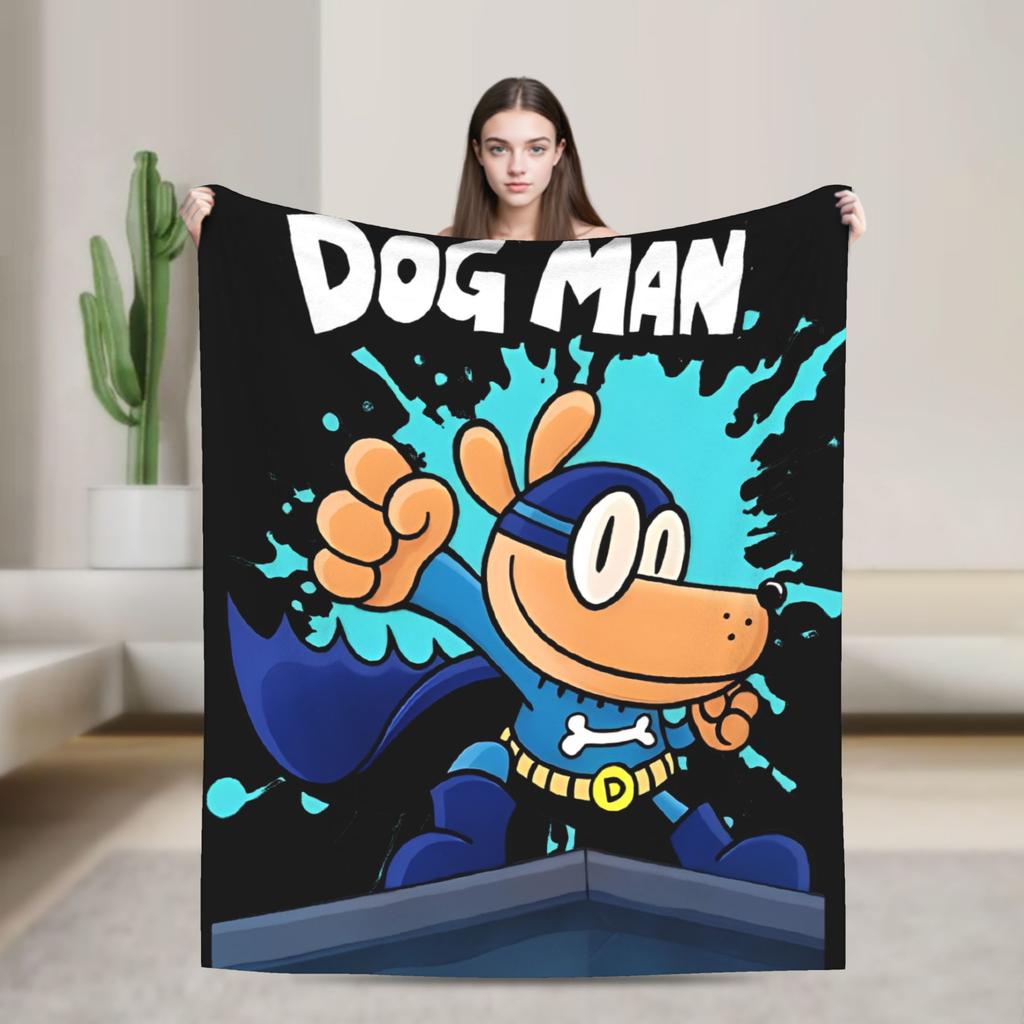 Dog Man Dogman Movie Comic Blankets Cartoon Flannel Awesome Breathable Throw Blankets for Coverlet Summer