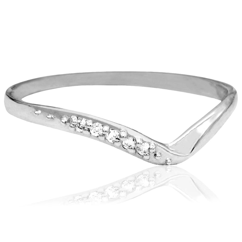 Max Cosme Japan Silberring mit natürlichem Platinring Damen Diamanten, 100, V-förmig (Größe 19)