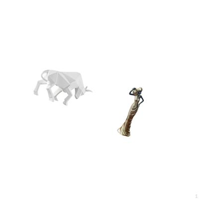 Modern Resin Bull And Tribal Lady Figurine Abstract Collectible Sculpture for Entryway Desk Shelf