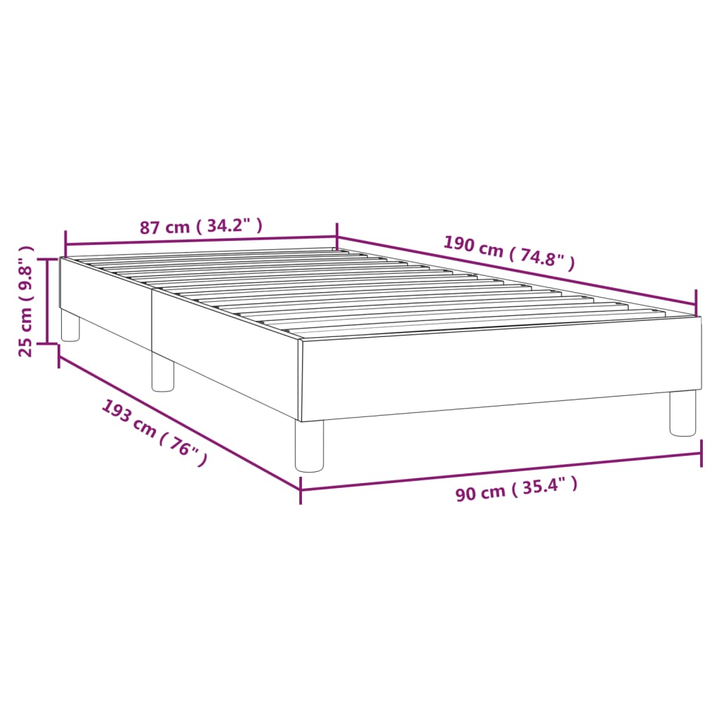 Box Spring Bed Frame Black 90x190 cm Fabric