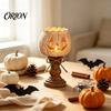 Halloween Party Table Accents Rustic White Pumpkin Tealight Candle Holder Set, Farmhouse Tea Light Distressed Resin Ornaments Holders Decor,
