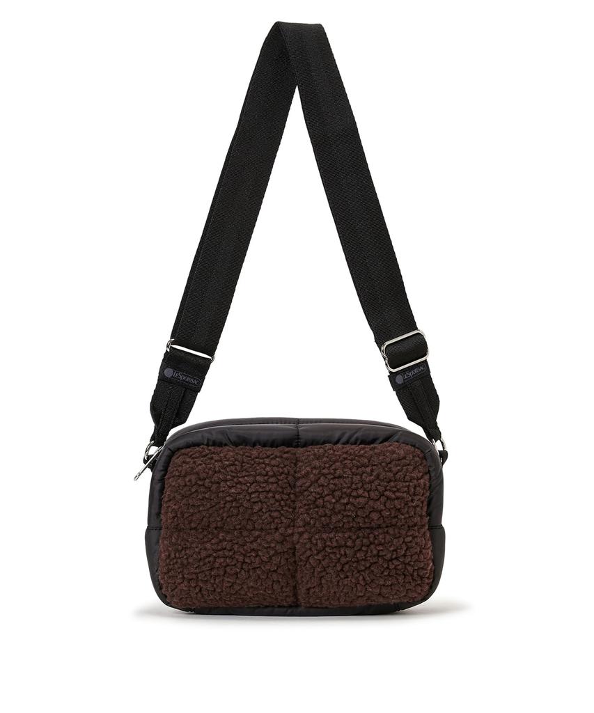 LeSportsac Official PUFFY CUBE CROSSBODY Shoulder Dark Chocolate Sherpa Bag/3976 Women's