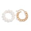Exaggerated Large Round Bead Imitation Pearl Bracelet Women'S Bracelet Geometric Metal Chain Jewelry