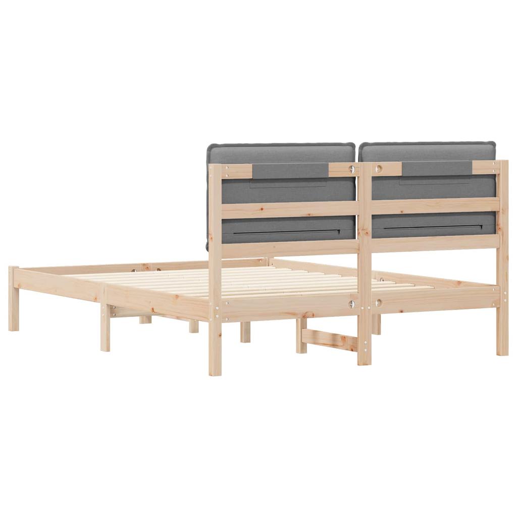 Bed Frame with Padded Headboard Light Grey 120 x 190 cm