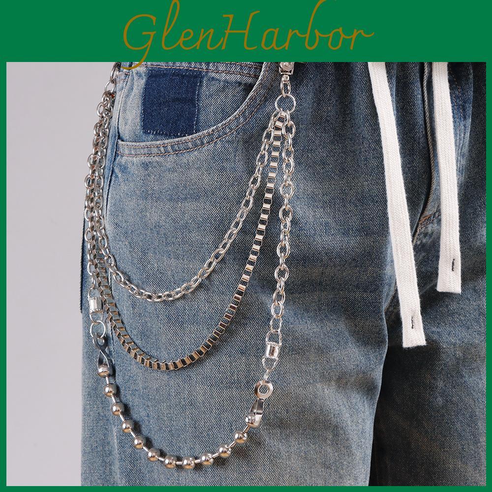 Metal Chain Waist Belt With Multilayer Beaded Design For Men And Women