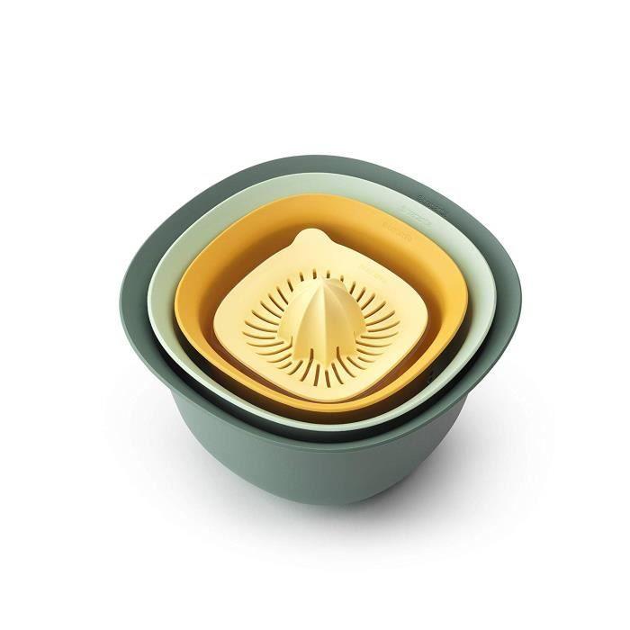 Brabantia (BRAA3) Brabantia - Kit Bols De Cuisine, 1.5 & 3.2 Litres, Passoire, Presse-agrumes Plus Bol Mesureur - Assortiment De Col