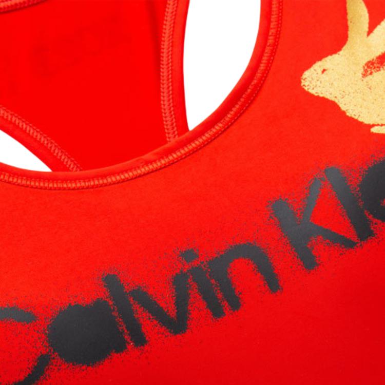 Calvin Klein Letter Logo Print Wireless Bra Women underwear Red QF7308AD-3RB