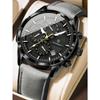 POEDAGAR 1pc Men's Fashion Casual Wristwatch, PU Leather Strap Quartz Watch,Waterproof Luminous Date Chronograph Design, Gift For Men