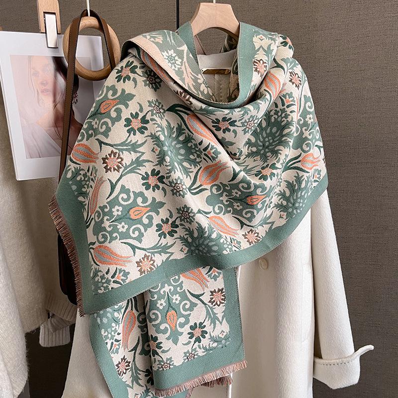 2023 Women's Winter Imitation Cashmere Scarf - Korean Style Cashew Pattern Warm Shawl and Neck Warmer