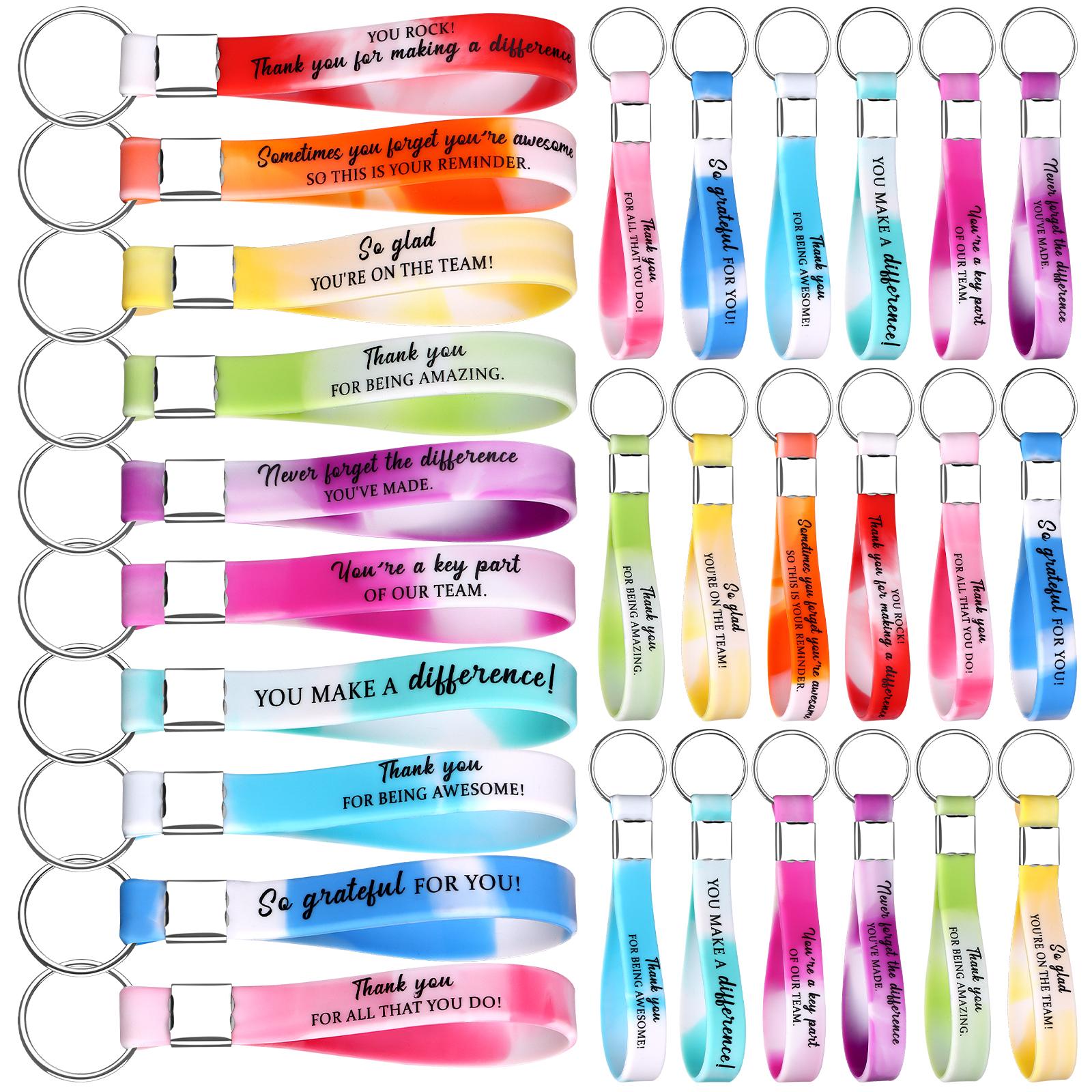 

30 шт. Брелок «Спасибо» оптом Подарок сотруднику для поощрения Мотивационный силиконовый брелок Брелки с вдохновляющей цитатой Персонал App армия зеленый