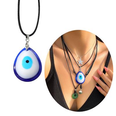 Trendy Blue Eye Necklace Eye Catching Resin Charm Necklace Resin Pendant Necklace Suitable for Travel and Daily Wear