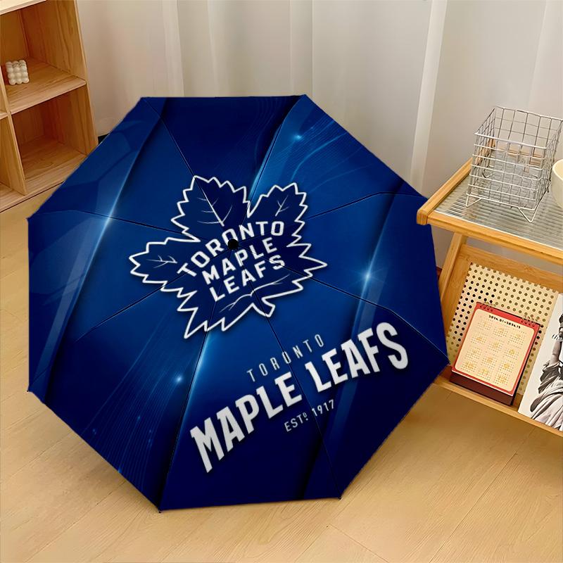 Toronto Maple Leafs Print Auto 8?Ribs Folding Umbrella Wind Resistant Lightweight Automatic Umbrella For Daily Travel
