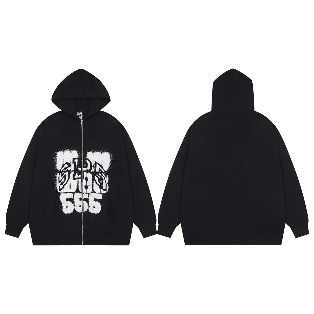 Young Thug Style Foam Letter Hoodie - Pink Hip-Hop Sweatshirt for Couples