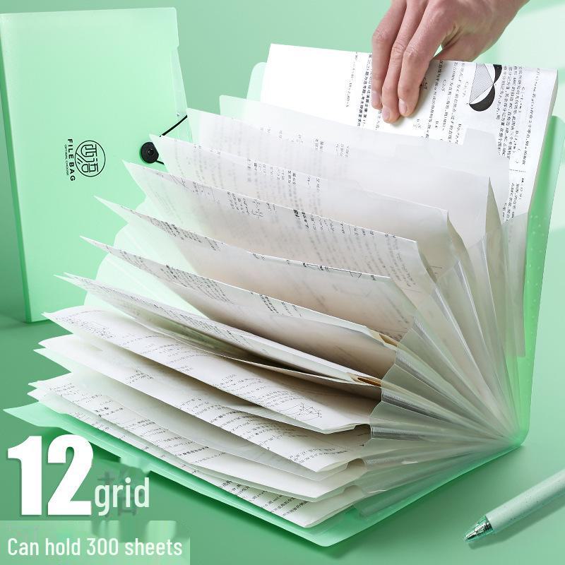 A4 Accordion File Folder, 12-Grid Large Capacity for Documents and Office Supplies