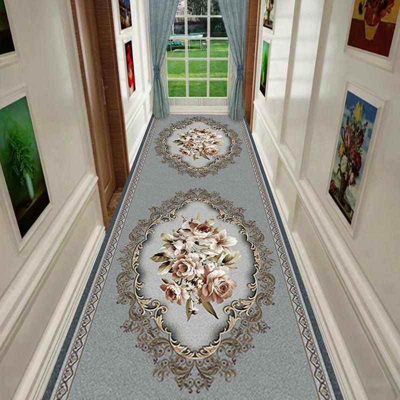 National Floral Living Room Area Rug European Corridor Hallway Carpet Bedroom Kitchen Floor Rug Anti-Skid Mat Entrance Doormat