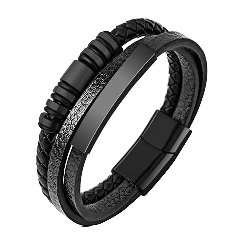 

2026New MingAo Stainless Steel Beads Bracelet Fashion Men s Jewelry Classic Multilayer Leather Bracelet Homme Men Boyfriend Gift 20.5cm