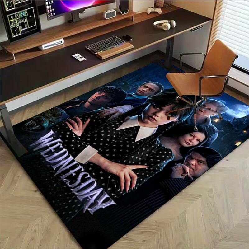 1pc Wednesday Addams Mystery Carpet for Playroom Bedroom Living Room Sofa Home Decor,kids Game Area Rug Non-slip Floor Mat Y82677