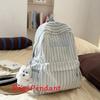 Spacious And Light Striped Nylon Backpack With Padded Straps For Girls School