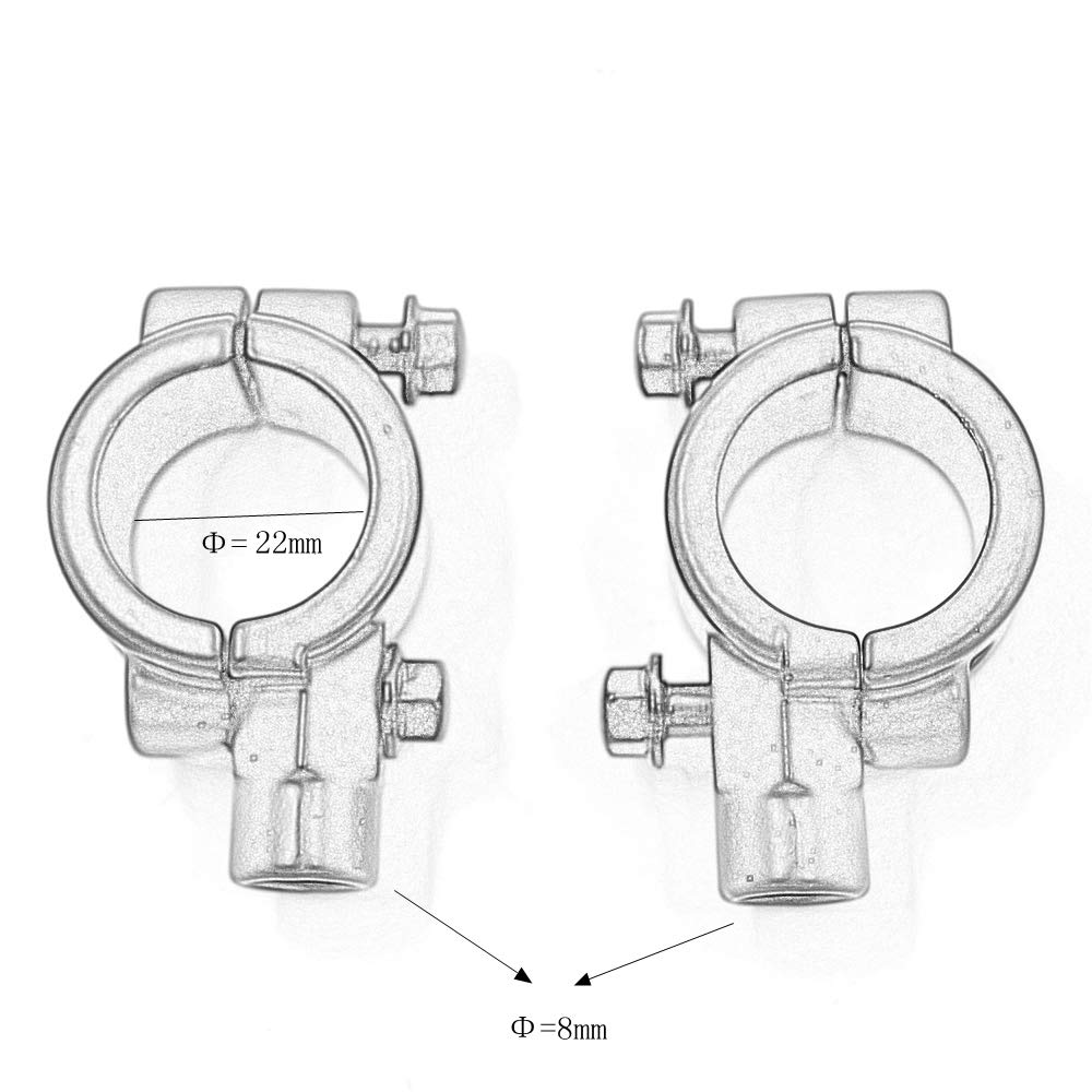 ELIFEPARTS Motorcykelspegelklämma Monteringsklämma Spegelhållare 0,3 tum (8 mm) Positiv skruv Spegelapplikation Svart