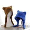 Cute Plush Hat for Women Autumn and Winter Outdoor Thickened Warm Imitation Rabbit Fur Windproof Ear Protection Caps
