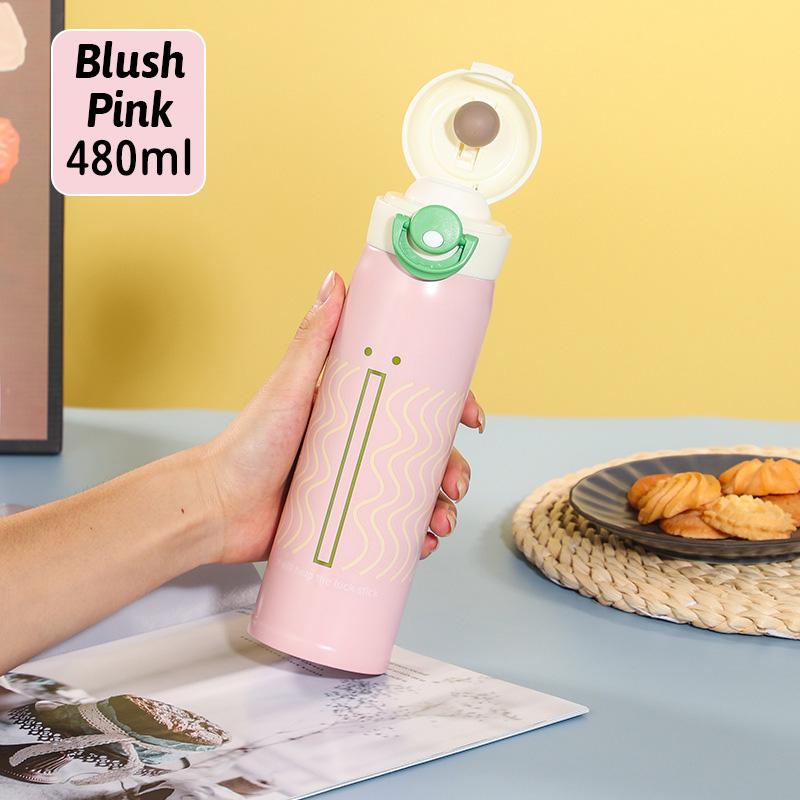 

Термос 480 мл из нержавеющей стали с крышкой One Touch, изолированная чашка, портативная, герметичная, бутылка для холодных напитков, розовый, желтый, синий, коричневый 480ml