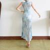 2026 European and American pure desire sexy celebrity temperament style improved cheongsam waist mesh yarn hip-wrapped dress women