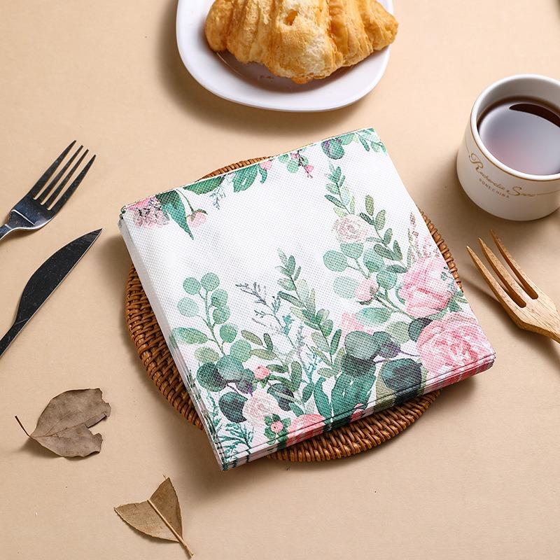 20Pcs/pack 33x33cm Flower Printed Paper Disposable Table Dinner Napkin Tissues Wedding Party Decoration