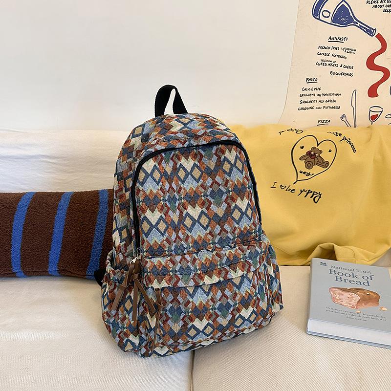 Ethnic style schoolbag female college student fashion cross-border large-capacity computer backpack lightweight retro high school backpack