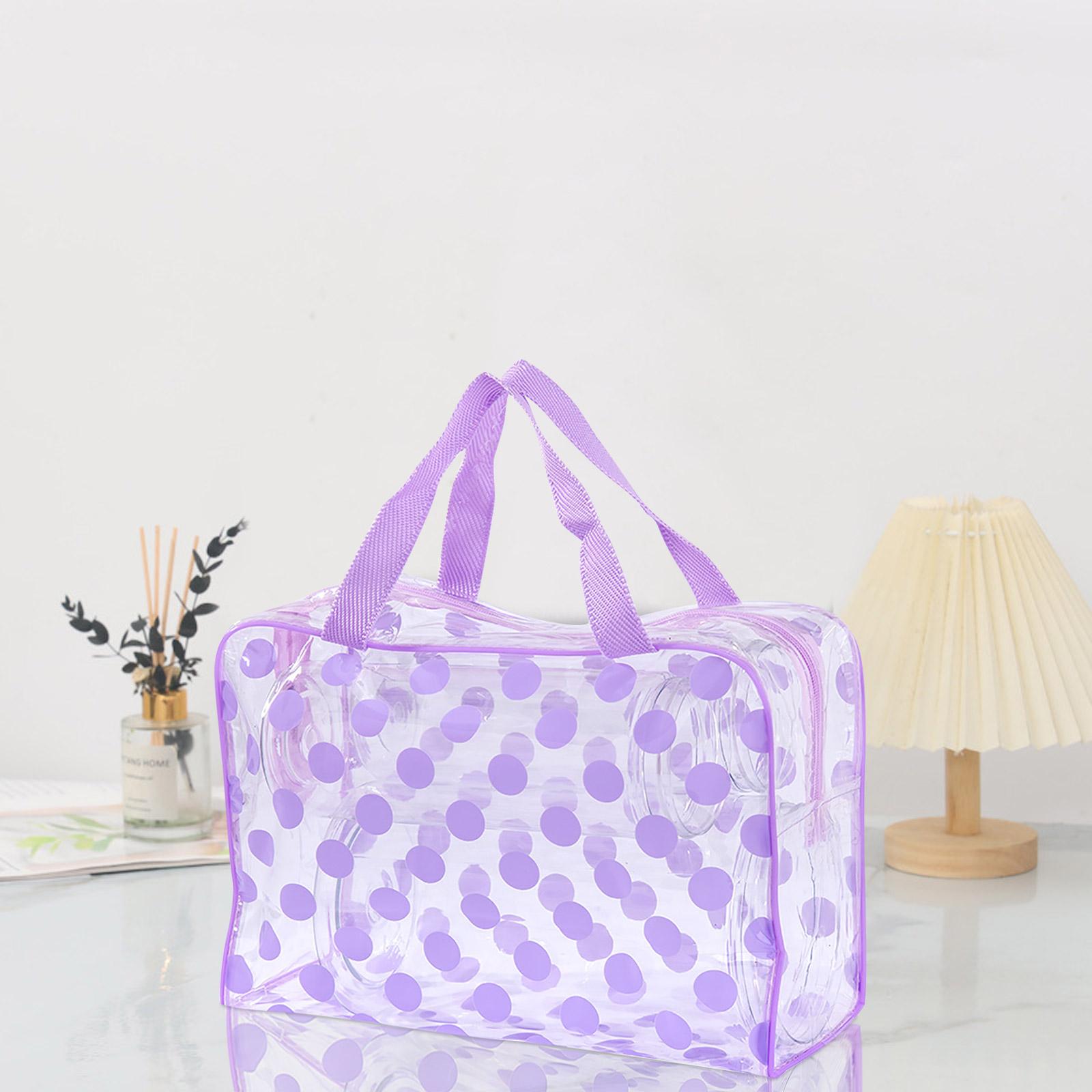 

Bathroom Supplies Waterproof Transparent Pvc Storage Bags Solid Color Polka Dot Portable Travel Makeup Bag For Men S And Women S One Size