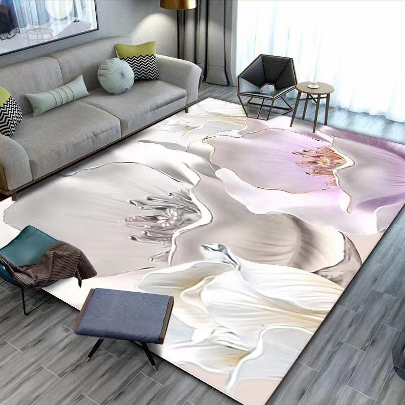 Flower Carpet Retro Printed Abstract Carpet Living Room Tea Table Mat Home Room Carpet Mat