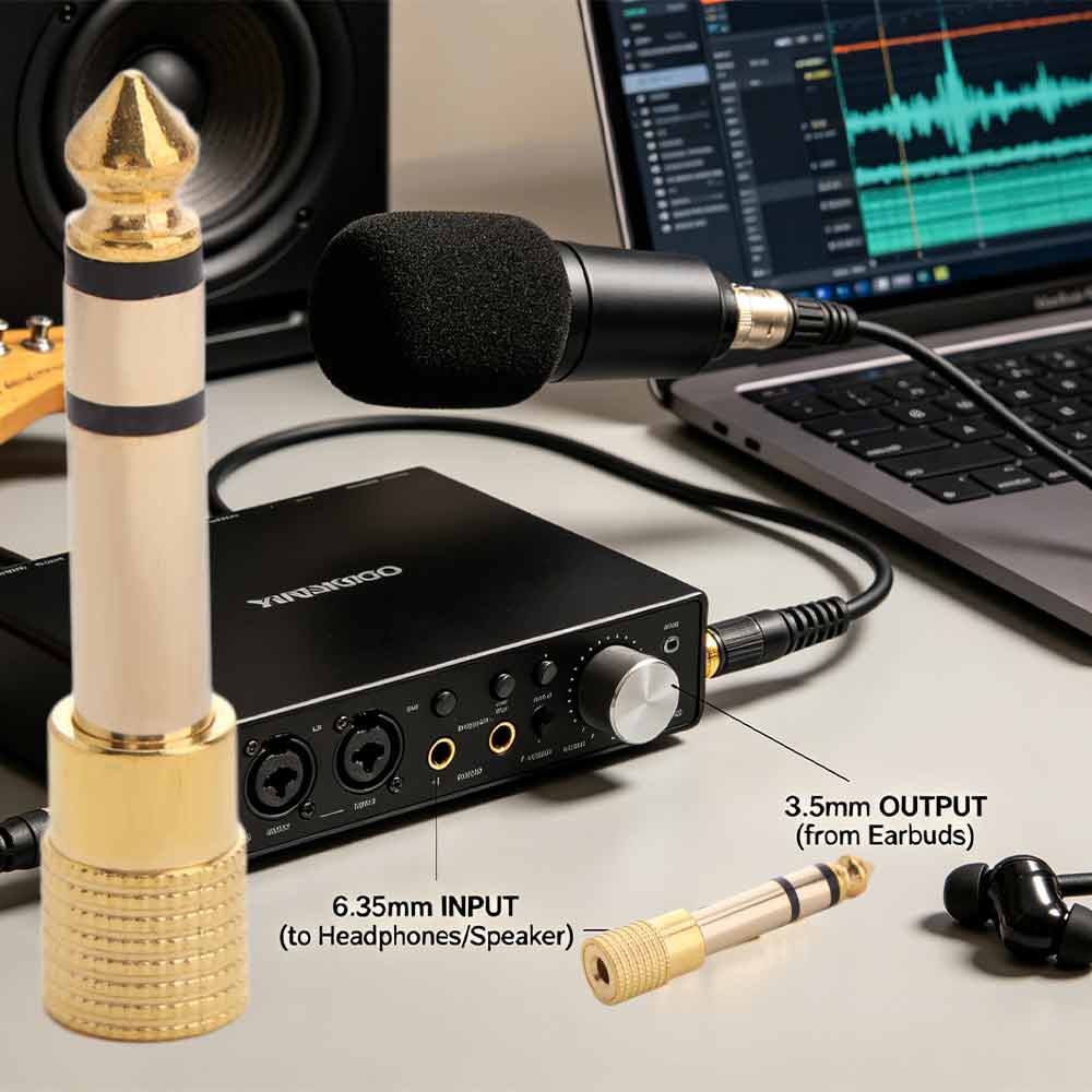 3.5mm Female Stereo TRS Converter 6.35mm Male AUX Cable Adapter Audio Adapter  Recording Devices