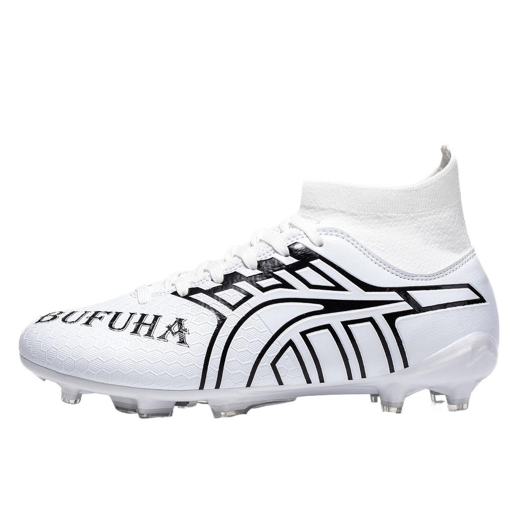 Chaussures de Football Hautes Étudiant Adolescent Chaussures d'Entraînement de Jeu Gazon Artificiel Longs Crampons Brisés Baskets