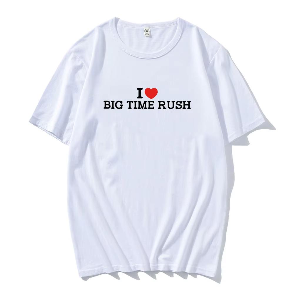 Ich liebe Big Time Rush T-Shirts Unisex Streetwear Kurzarm Baumwolle Herren T-Shirt Mode Buchstaben Grafikdruck T-Shirt