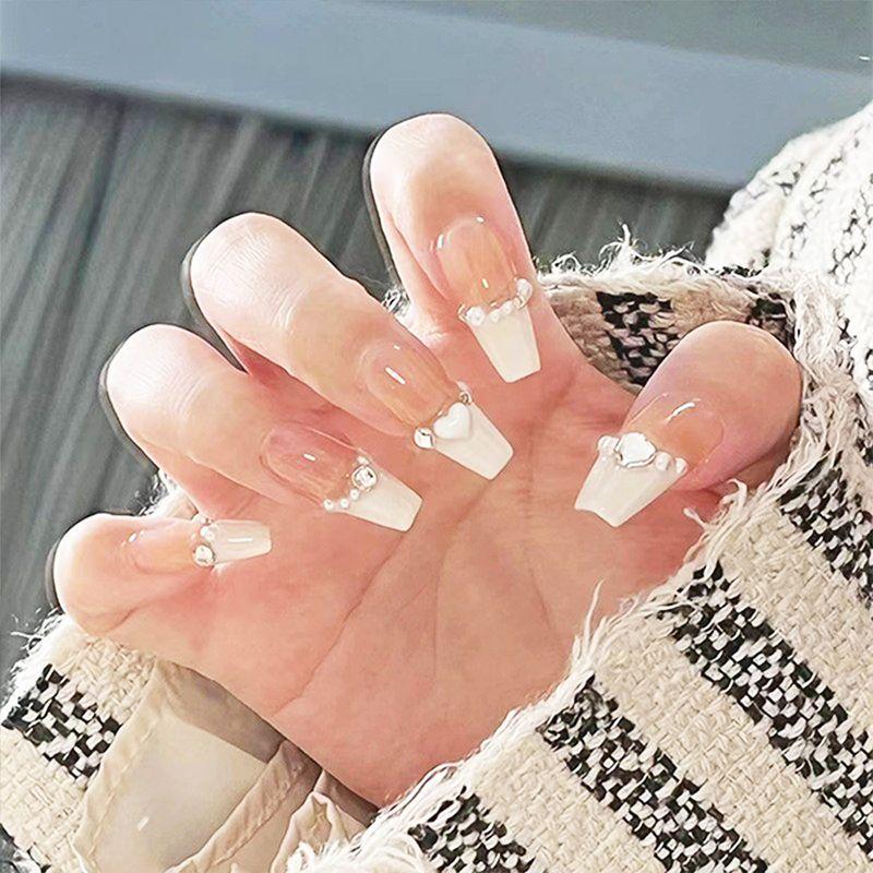 

Wearable Nail Tip 2025 New Arrival Nail Stickers Finished Detachable Fake Nails Fancy Short Women s Nail Tip Pure Heart (Long) Pay Attention to Nail Art Kits