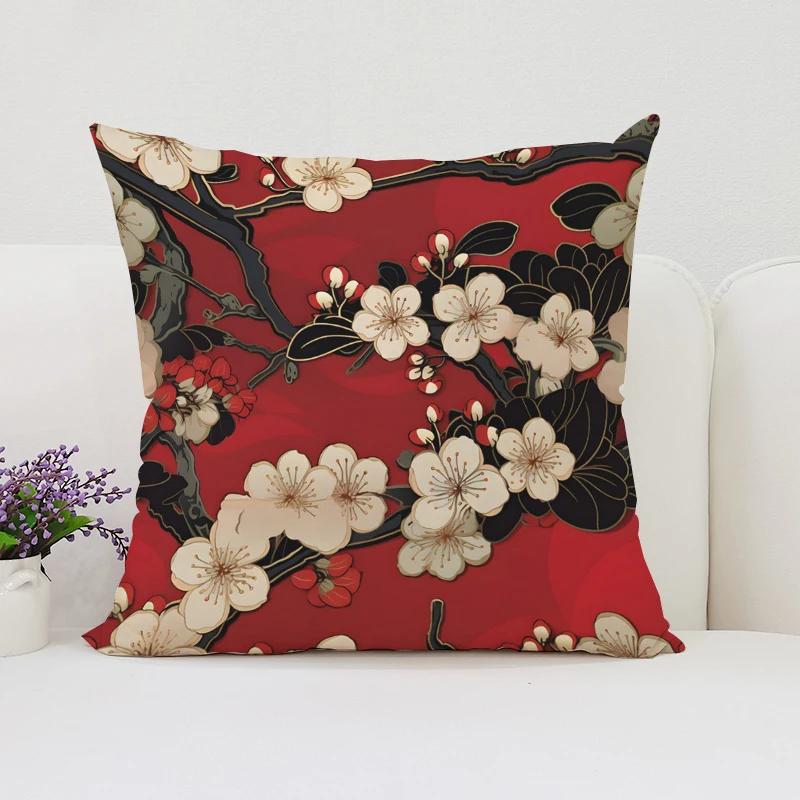 Cushion Covers for Decorative Cushions Japanese Cherry Blossom Pillowcases for Pillows 45x45 Luxury Cushion Cover Pillow Cases